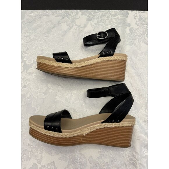 Frye And Co. Livia Size‎ 9.5M Black Strappy Wedge Sandal - Picture 7 of 12